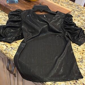Elegant Black Puff Sleeve Top